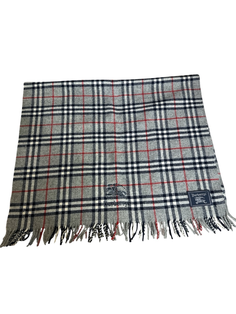 Burberry Grey Plaid Wool Scarf shawl/lap blanket